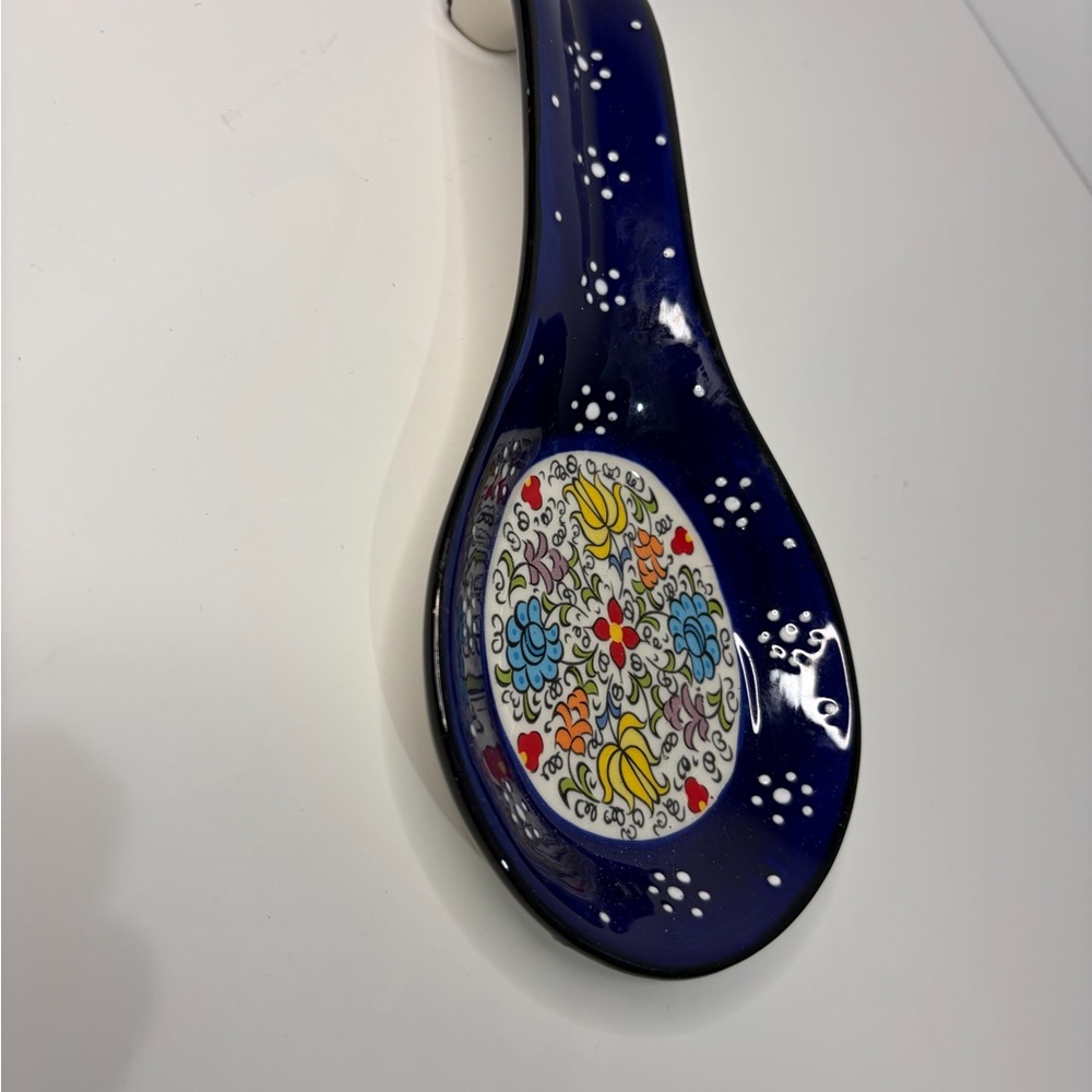 Decorative Blue Ceramic Spoon Rest